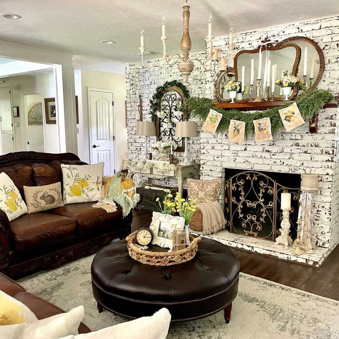 Ornate Mirror Frames a Lush Garland and Lemon Banner