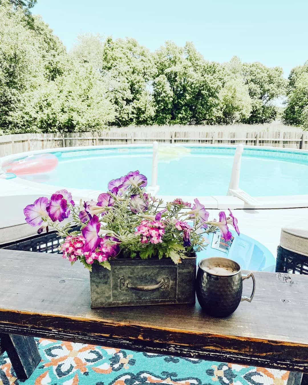Overflow a Vintage Drawer with Colorful Blooms Poolside