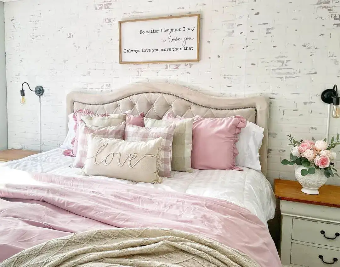 White brick wall adds textured charm