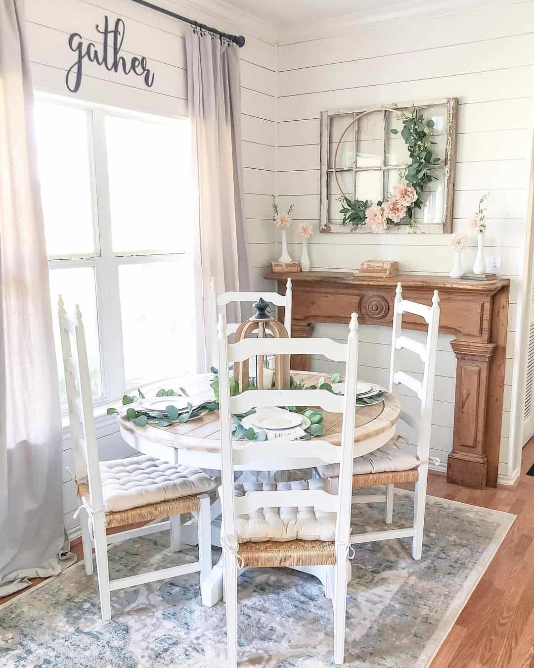 Round Dining Table Setting With Eucalyptus Garland