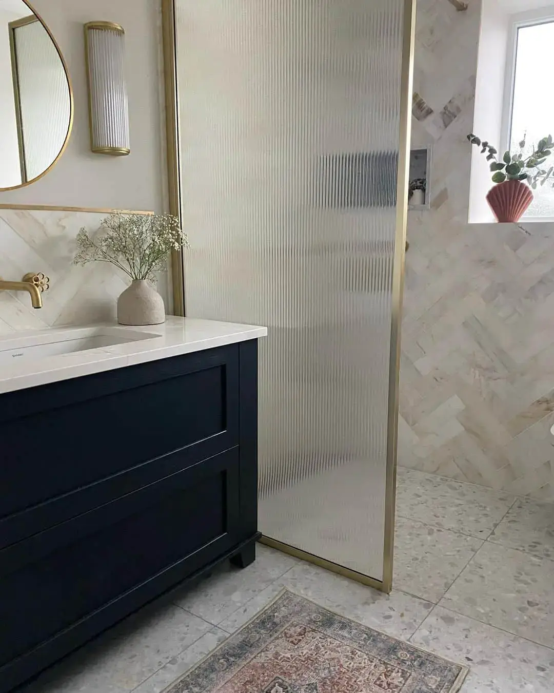 Fluted Glass Shower Screen Adds Privacy and Texture