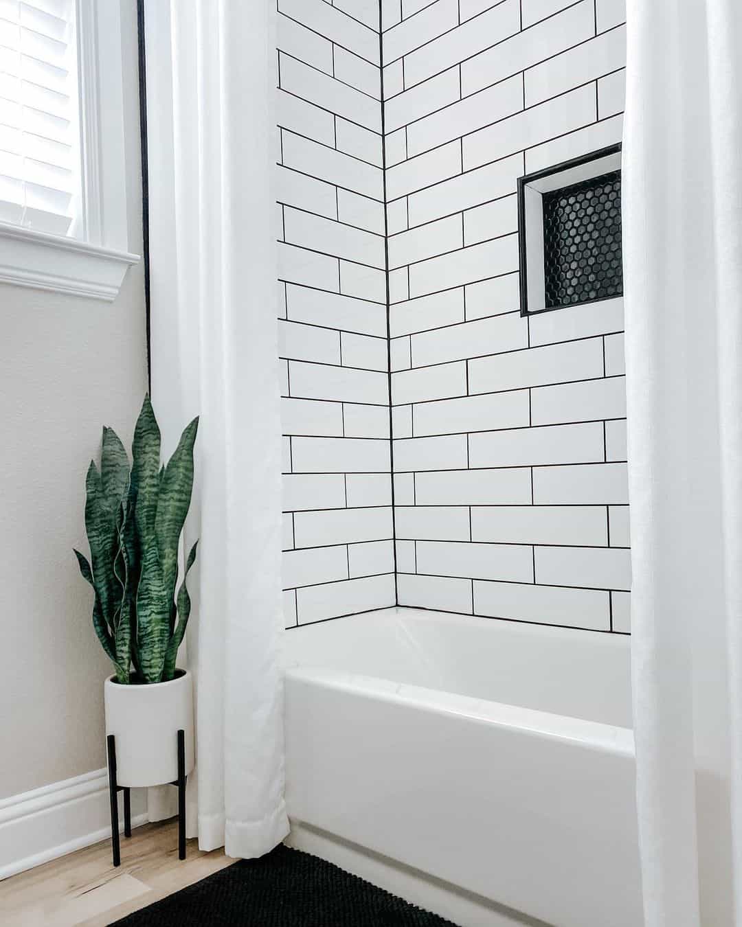 Achieve Graphic Contrast with Stacked Subway Tile and Black Grout