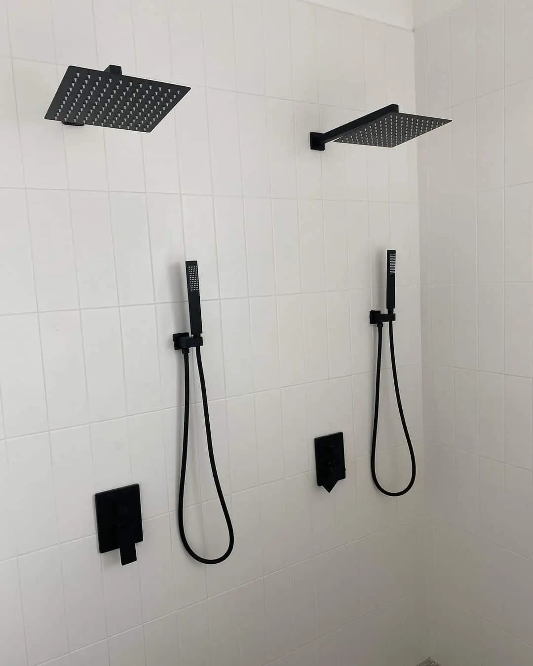 Contrast White Tile with Matte Black Shower Fixtures