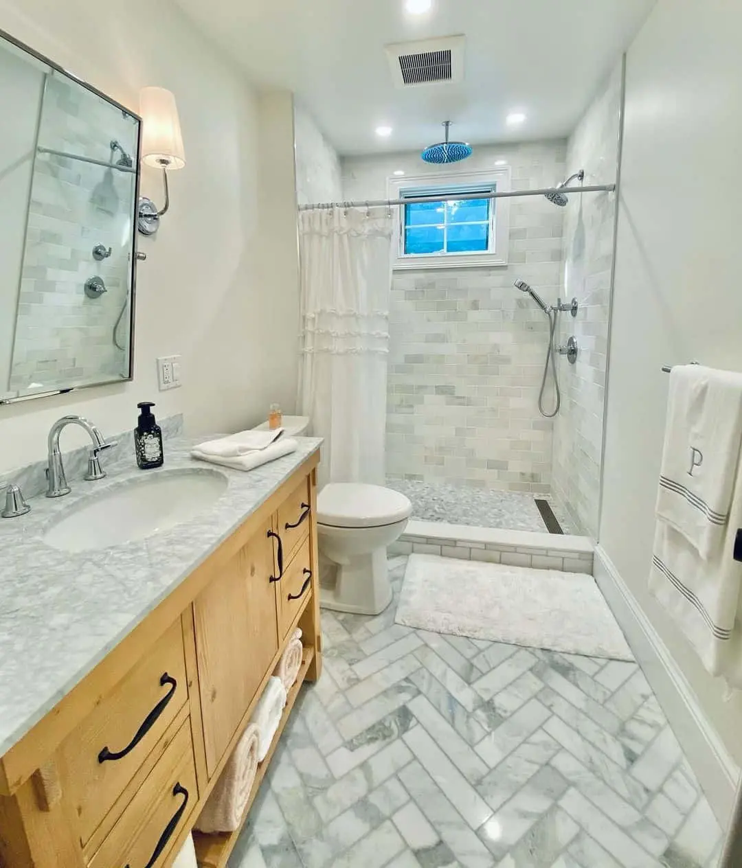 Herringbone Marble Floor Tiles Add Patterned Elegance