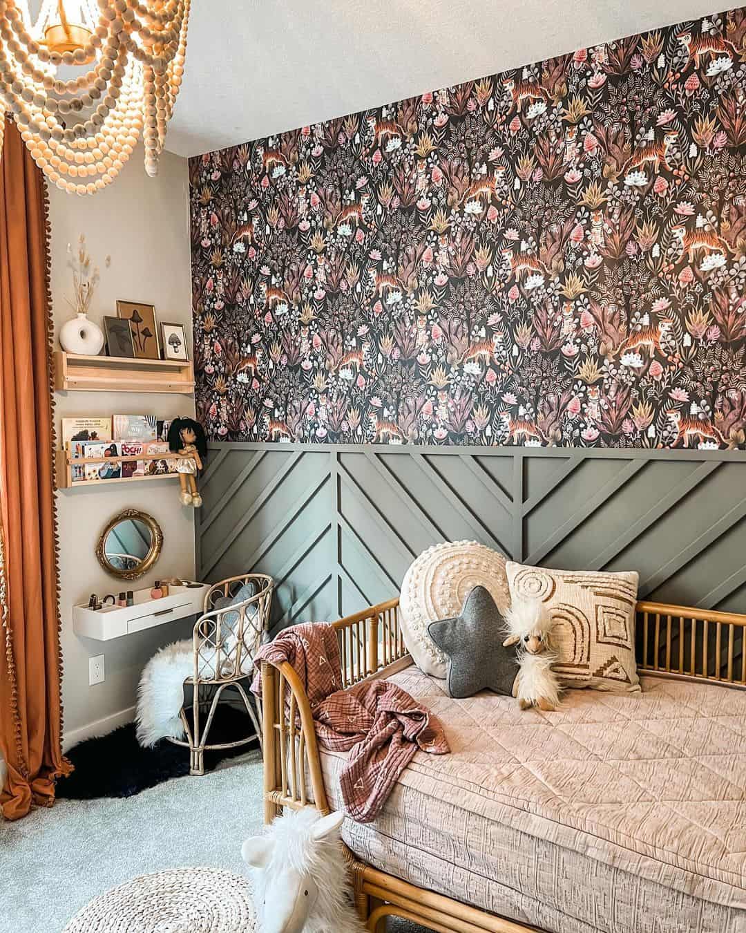 Bold Jungle Wallpaper Adds Whimsical Charm to a Kids' Room