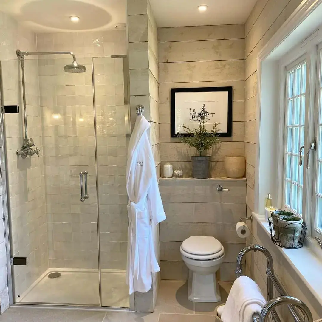 Subtle Square Tiles Create a Serene Shower Enclosure