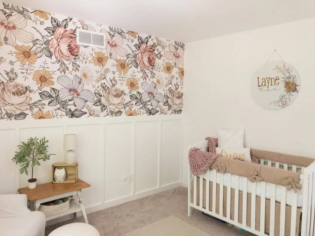 Combine Floral Wallpaper and Board and Batten in a Nursery