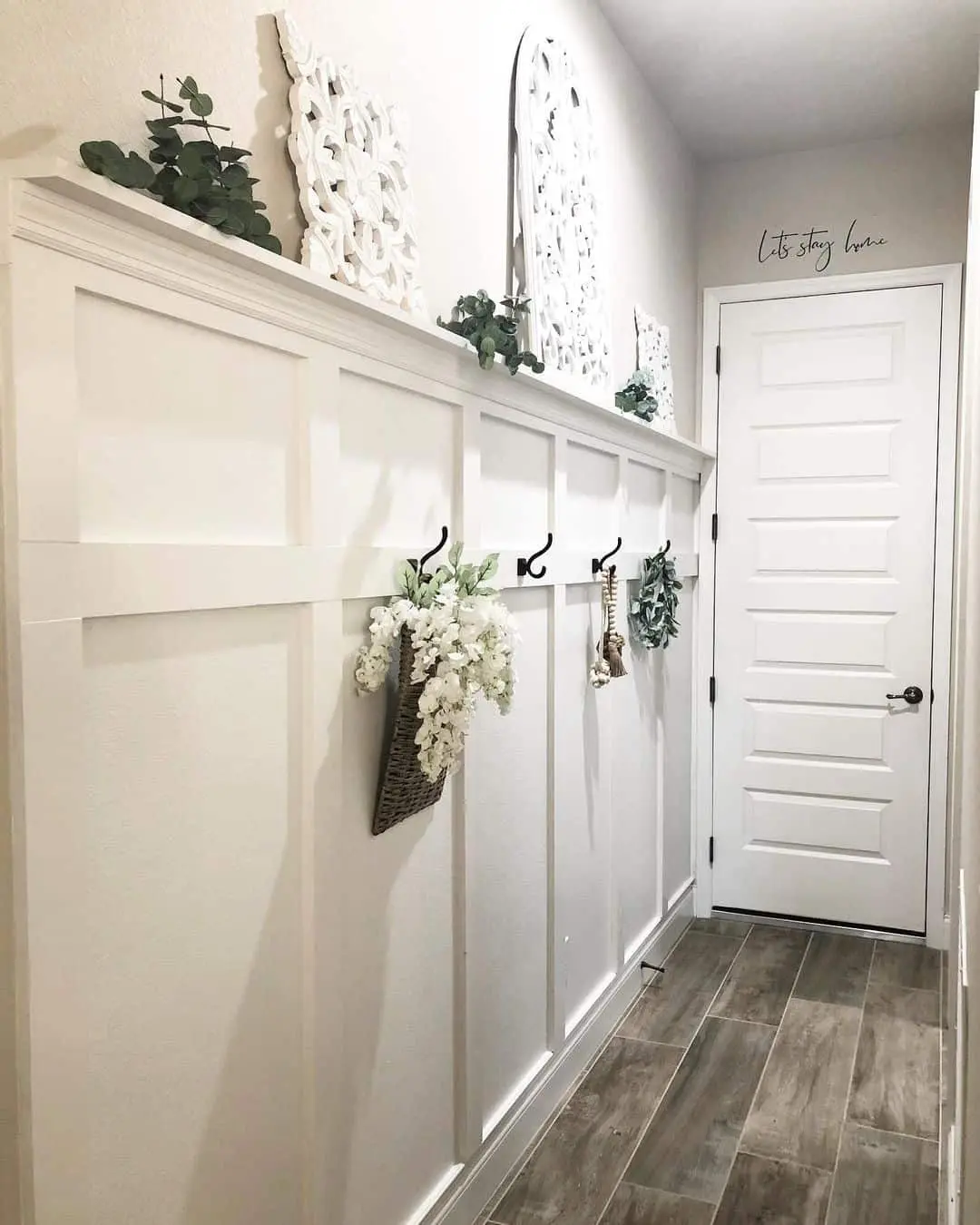 Board and Batten Walls With a Built-In Shelf for Decor