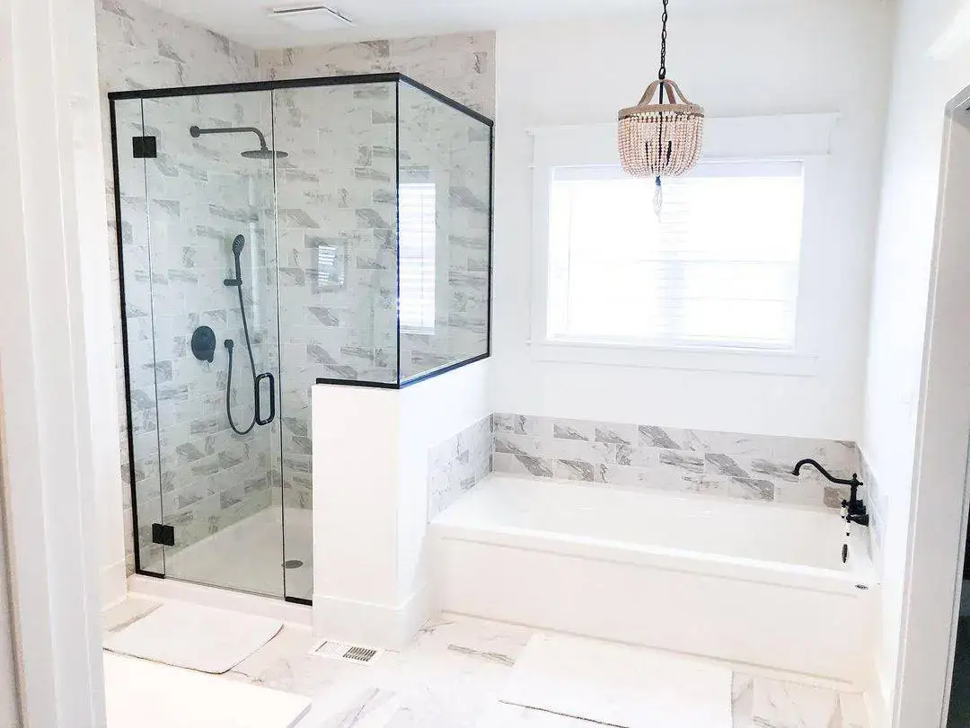 Connect Bathing Areas with Stone-Look Tile Accents