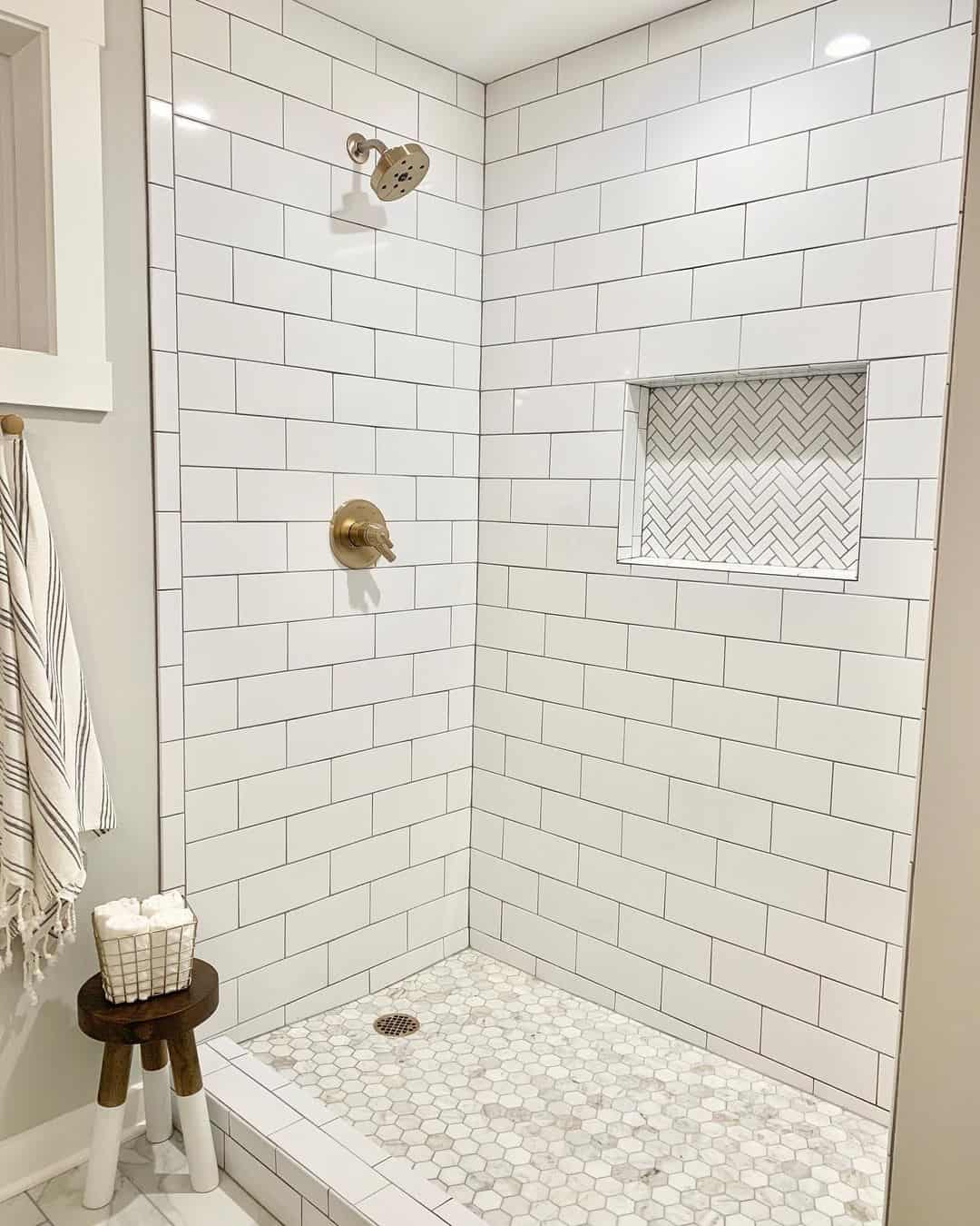 Complement Brass Fixtures with a Herringbone Niche