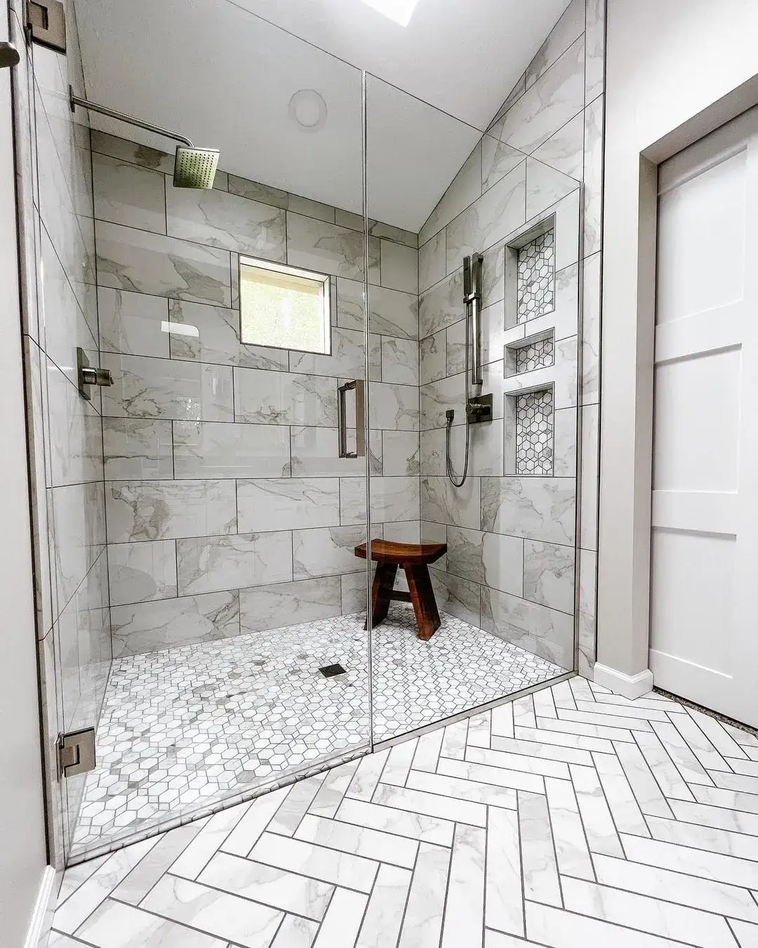 Ground Your Shower with Geometric Floor Tile
