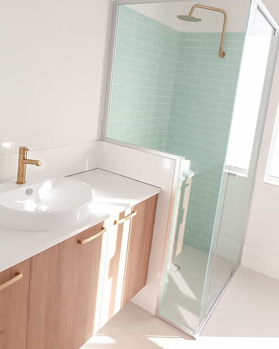 Brighten Your Shower with Pale Green Subway Tile