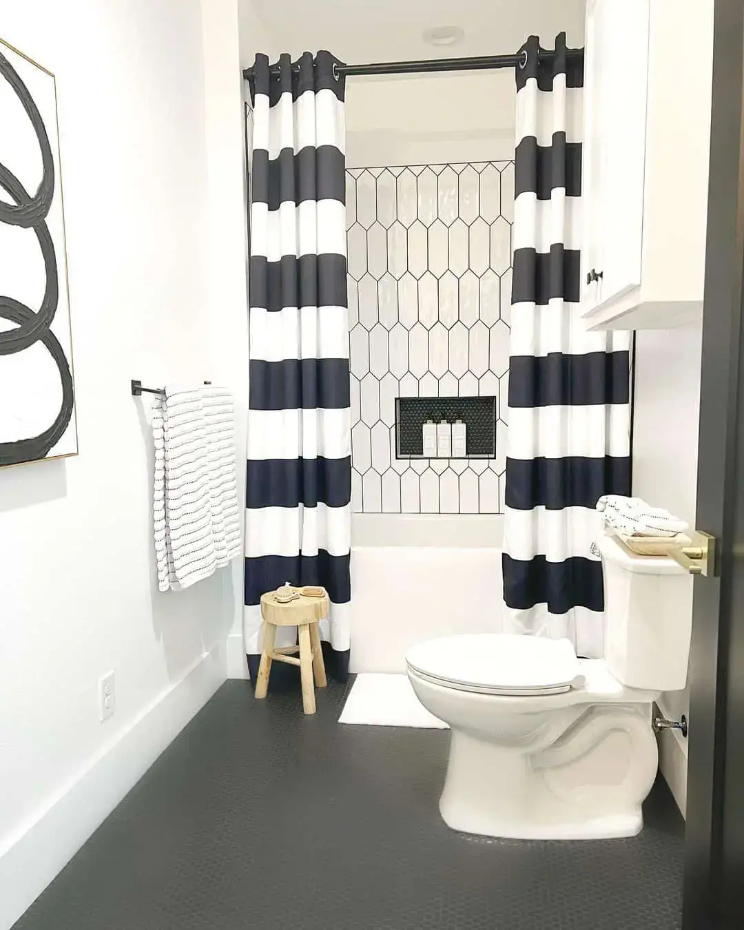 Tall Hexagon Tile Creates a Striking Shower Feature