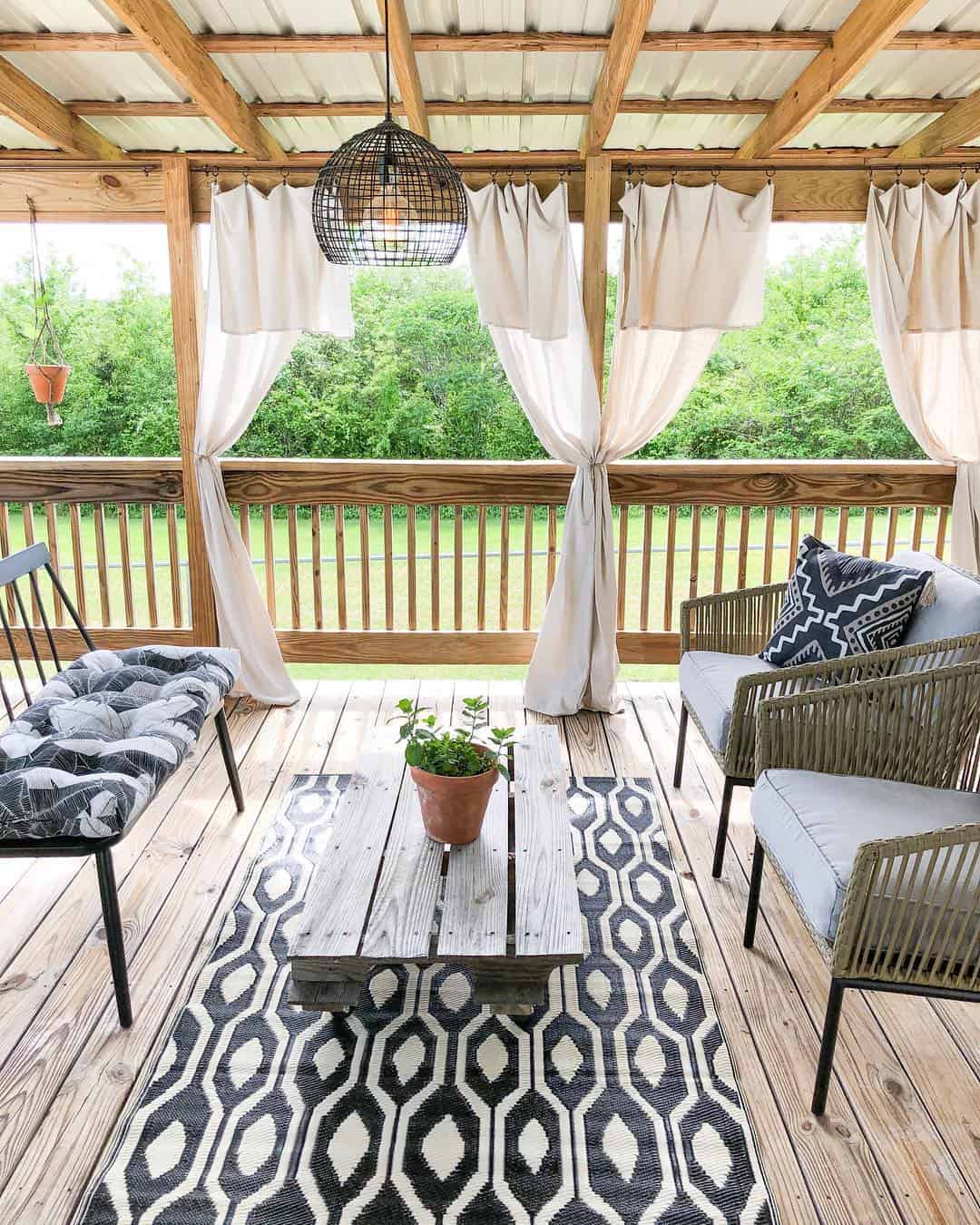 Frame Your Deck Seating with a Geometric Rug