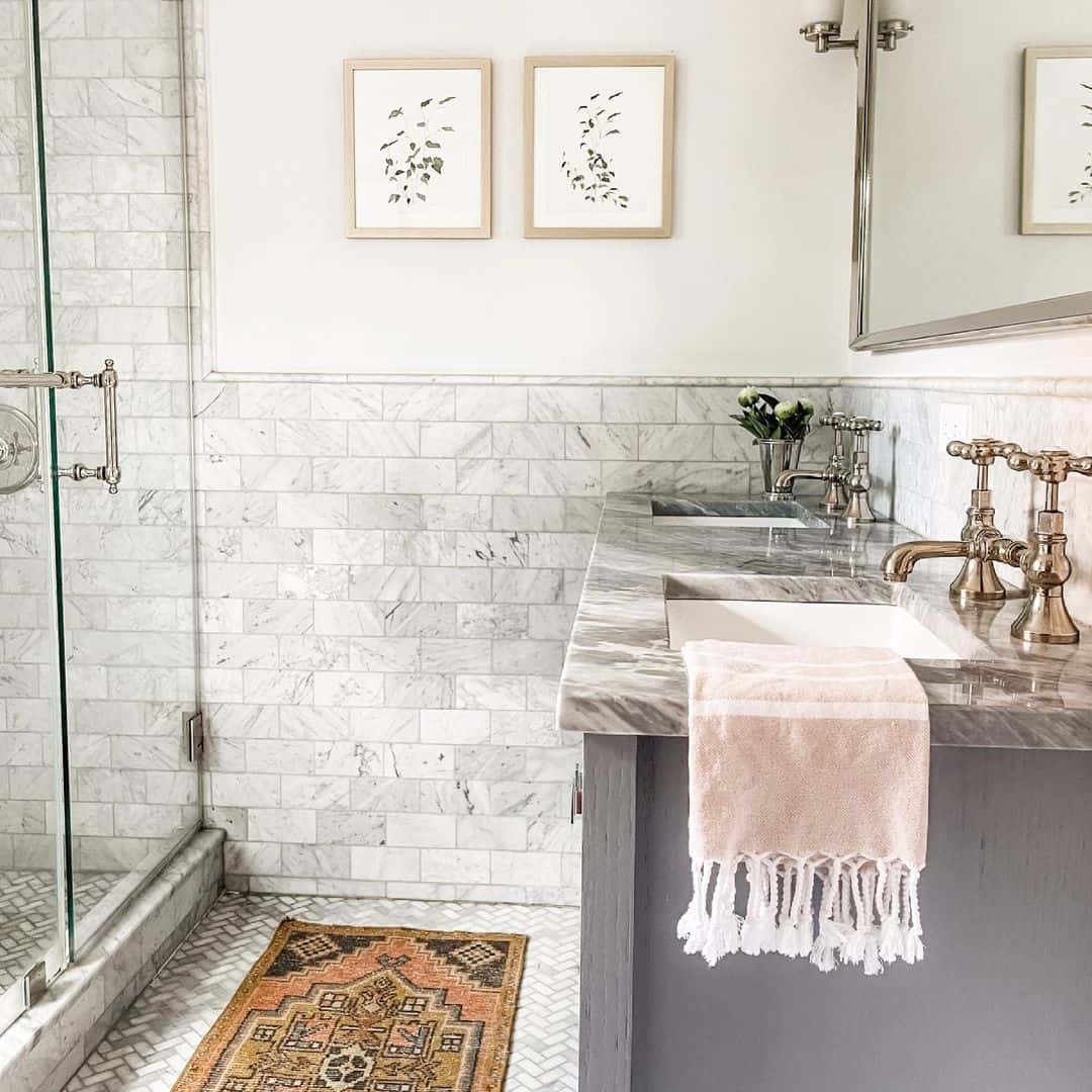 Framed Botanical Prints Add Artful Symmetry Above Vanities