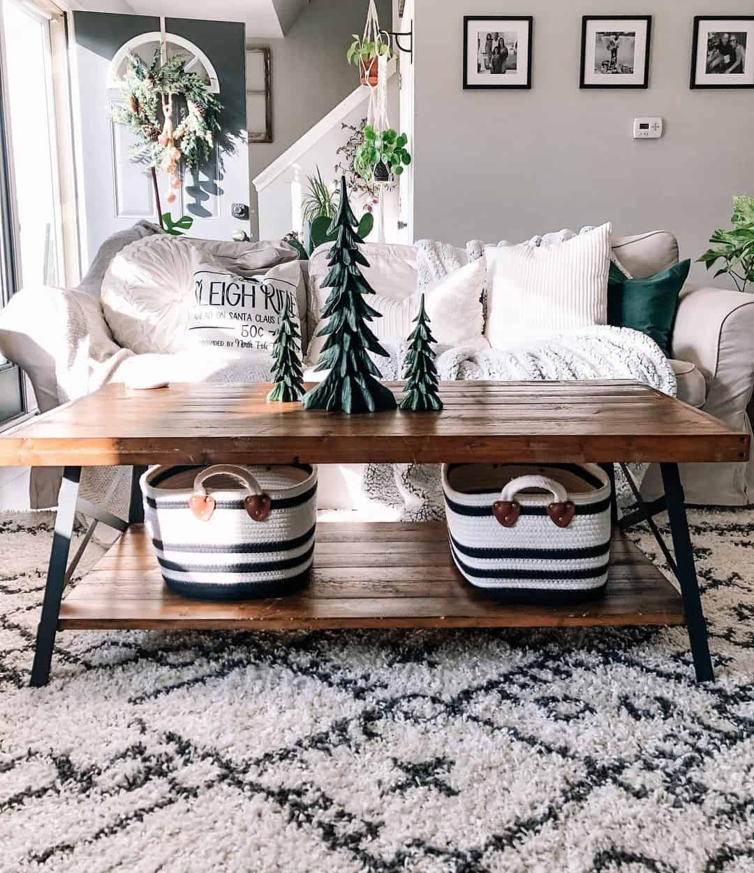 Grouped decorative trees add a festive forest to your table