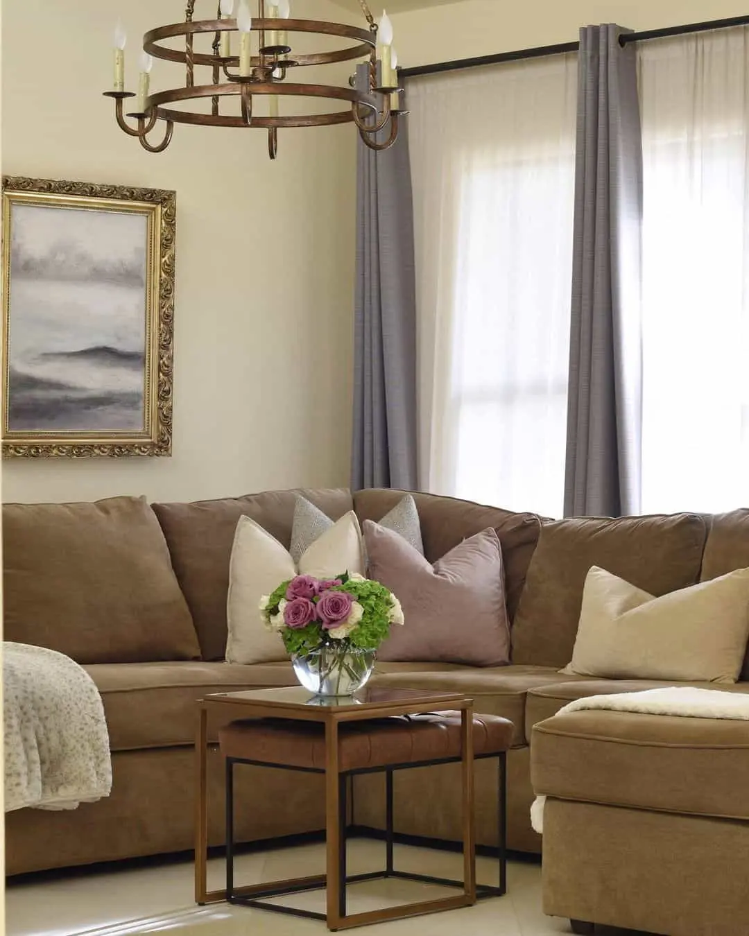 Mirrored Top Table on Leather Ottoman