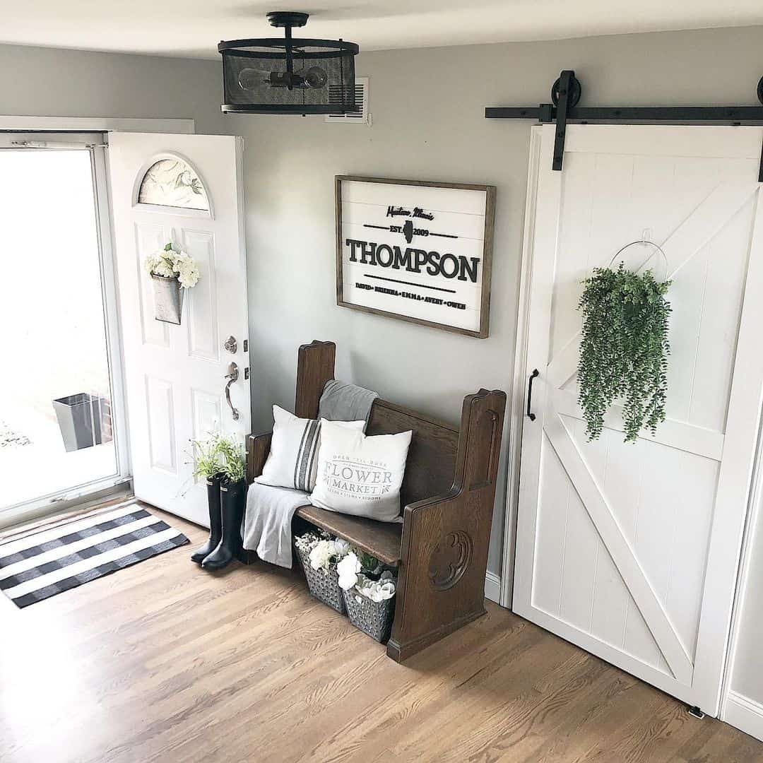 Antique Church Pew Bench with Built-In Storage