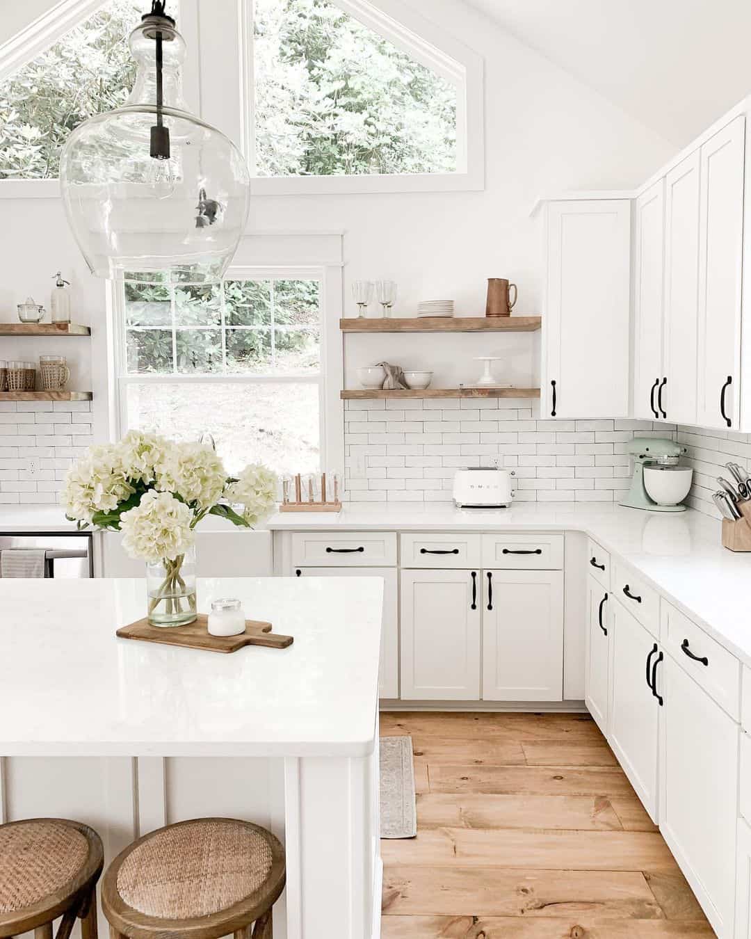 White Island with Butcher Block and Decorative Accents