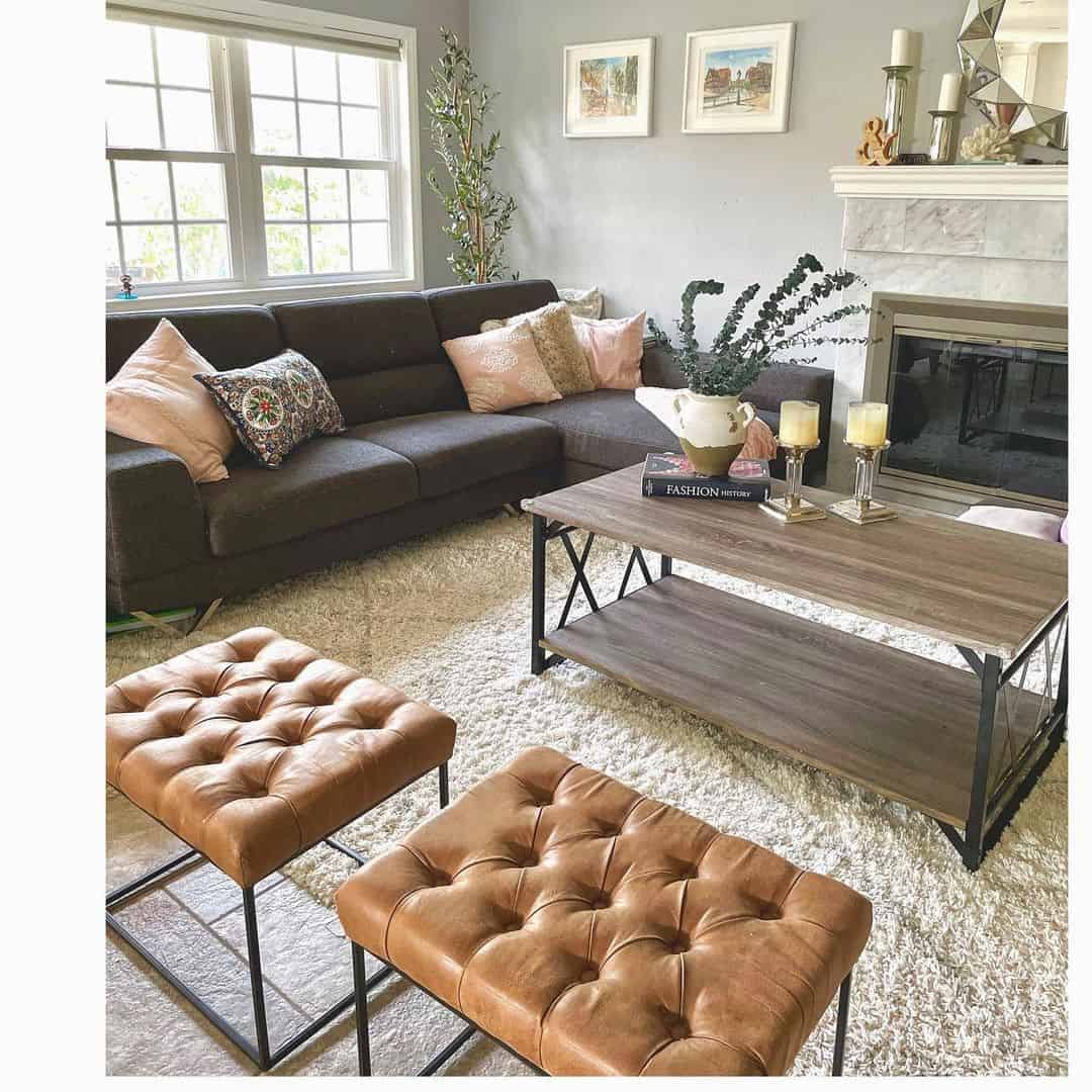 Warm Up Your Space with Tufted Leather Ottomans
