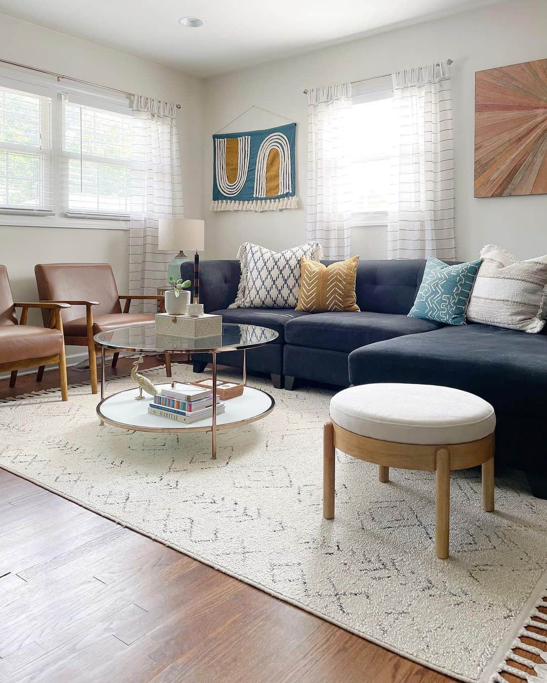 Offer Casual Seating with a Wood-Base Ottoman