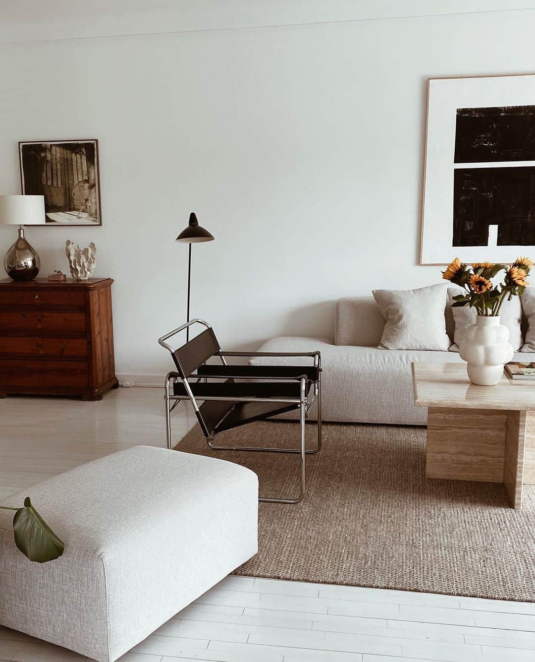 Anchor Your Light-Filled Room with a Textured Ottoman