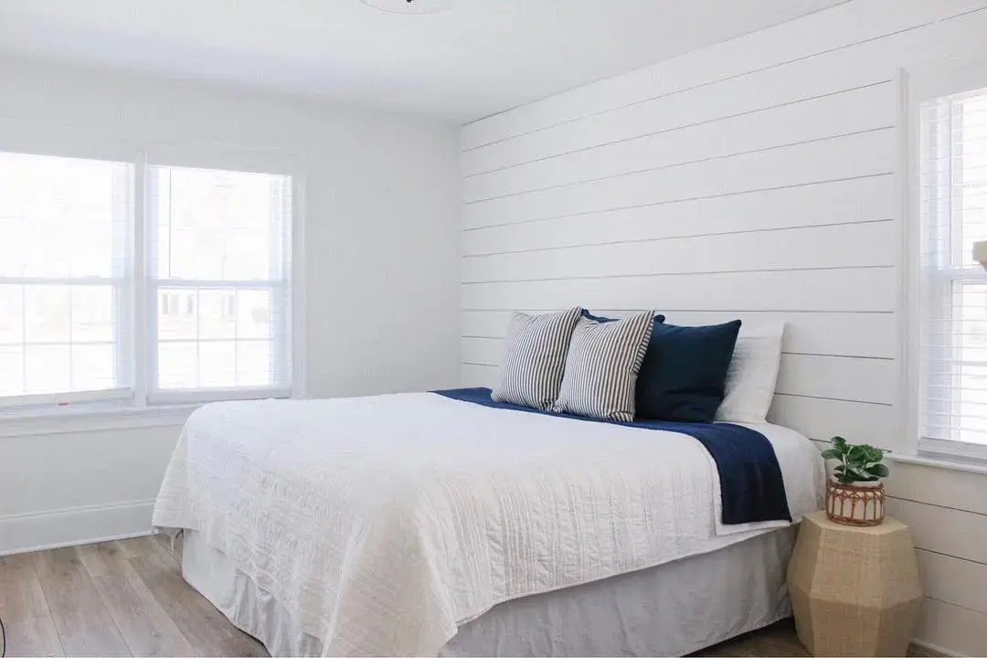 Horizontal Shiplap Wall as a Textured Headboard Alternative