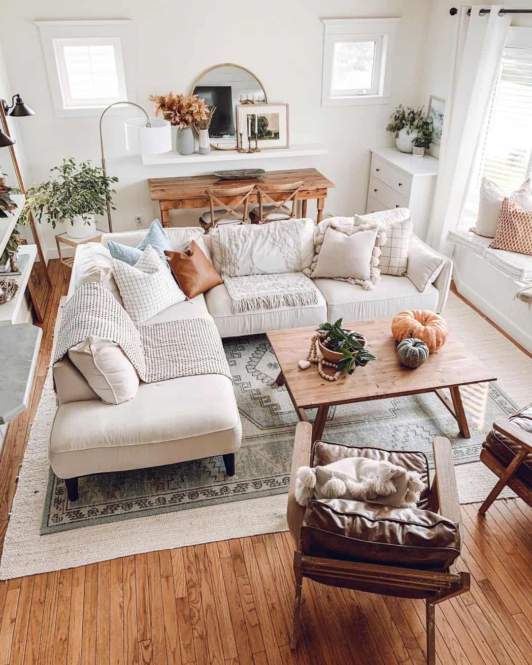 Natural Wood Coffee Table Grounds Sectional Sofa Arrangement