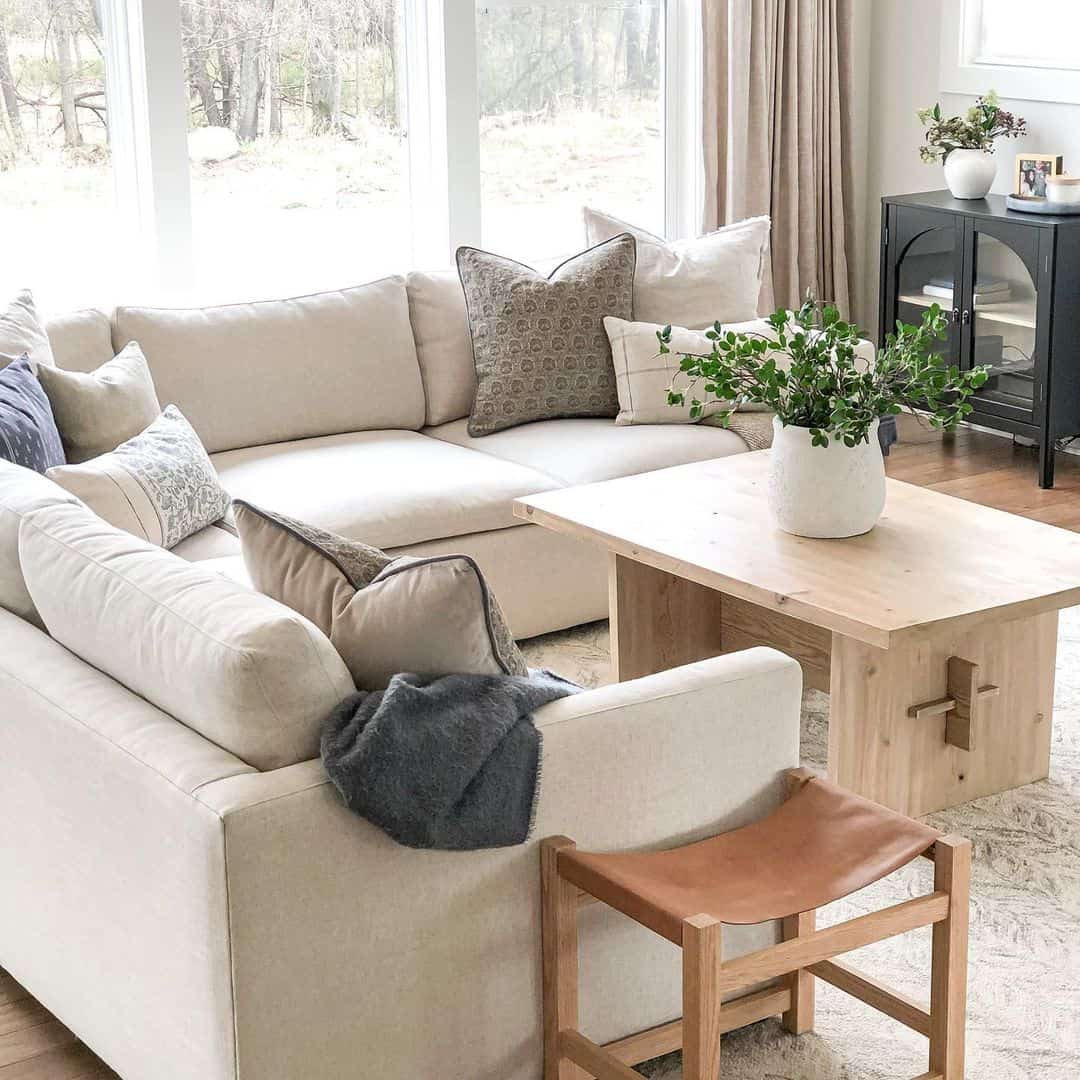 Light Wood Coffee Table with Unique Cross-Leg Design