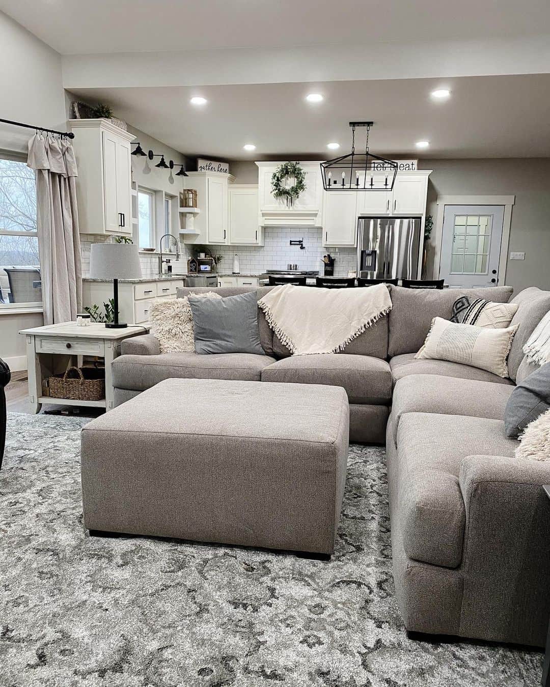 Large Square Ottoman Doubles as Coffee Table and Footrest