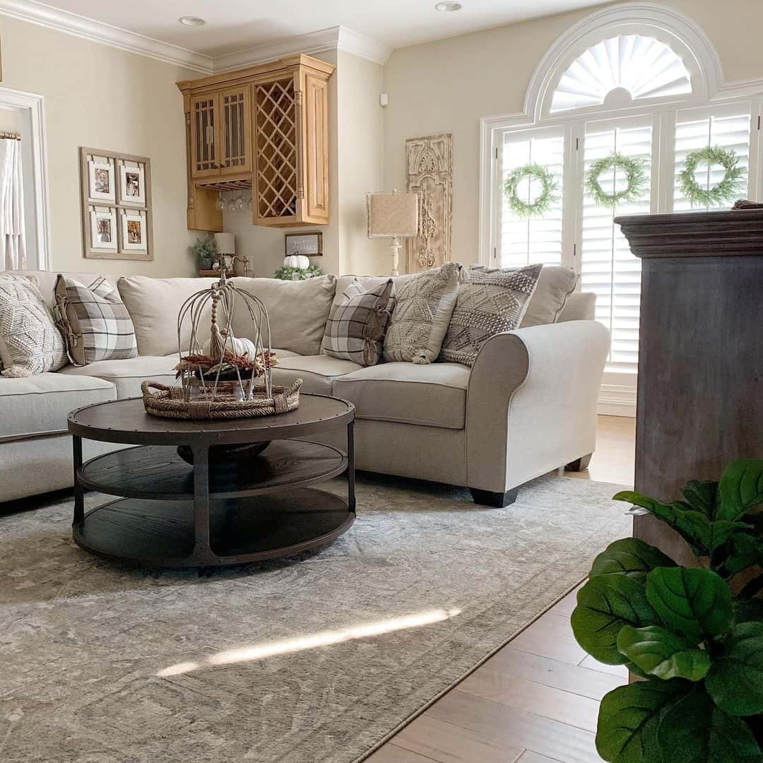 Tiered Round Coffee Table With Industrial Metal Frame