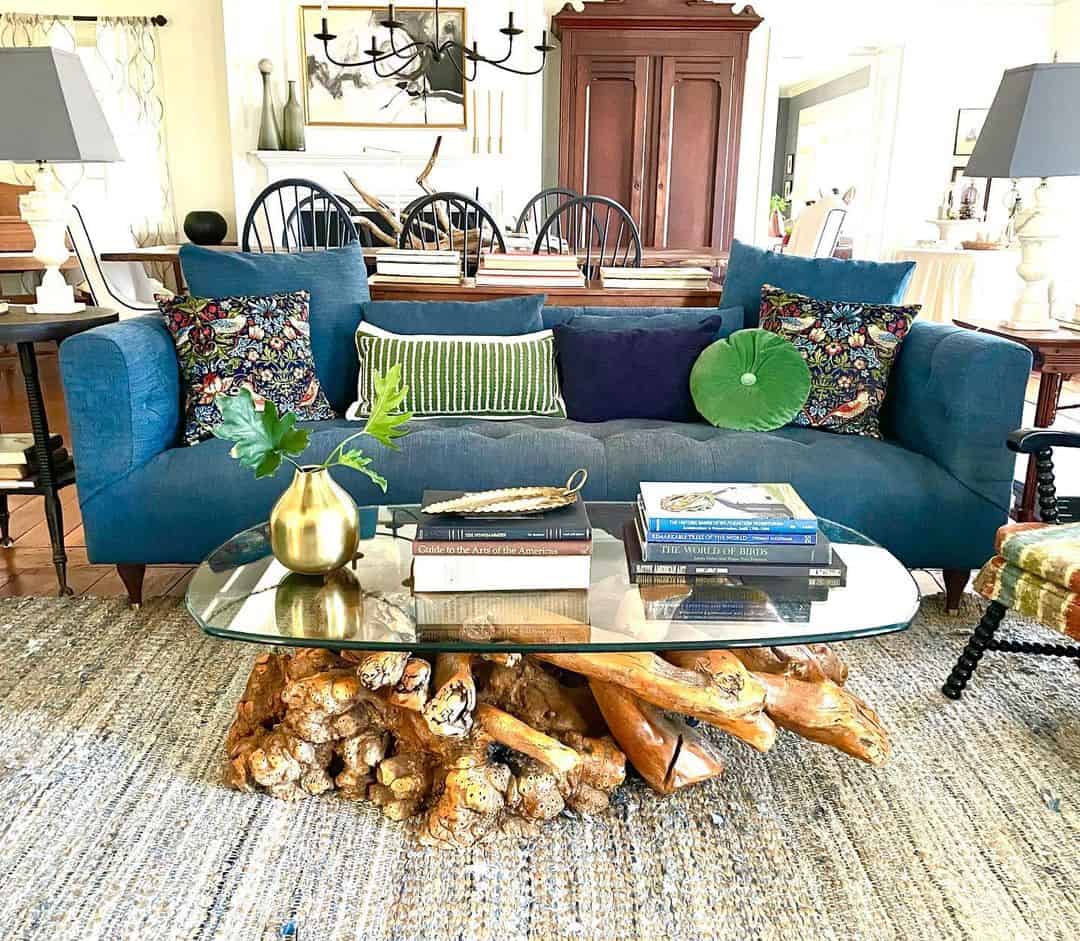 Let a Driftwood Base Coffee Table Anchor Your Seating Area