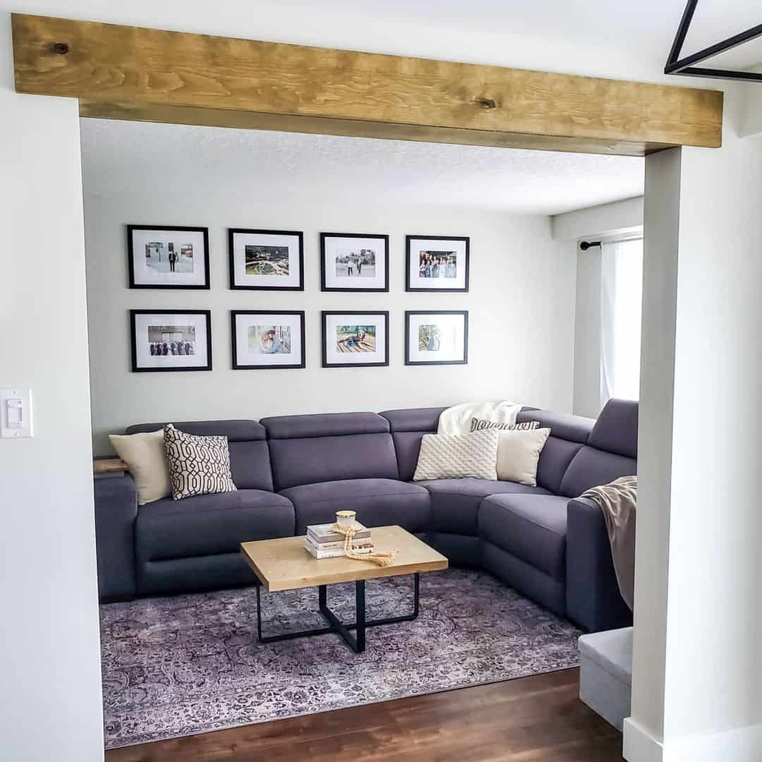 Ground a Dark Sectional with a Distressed Persian Rug