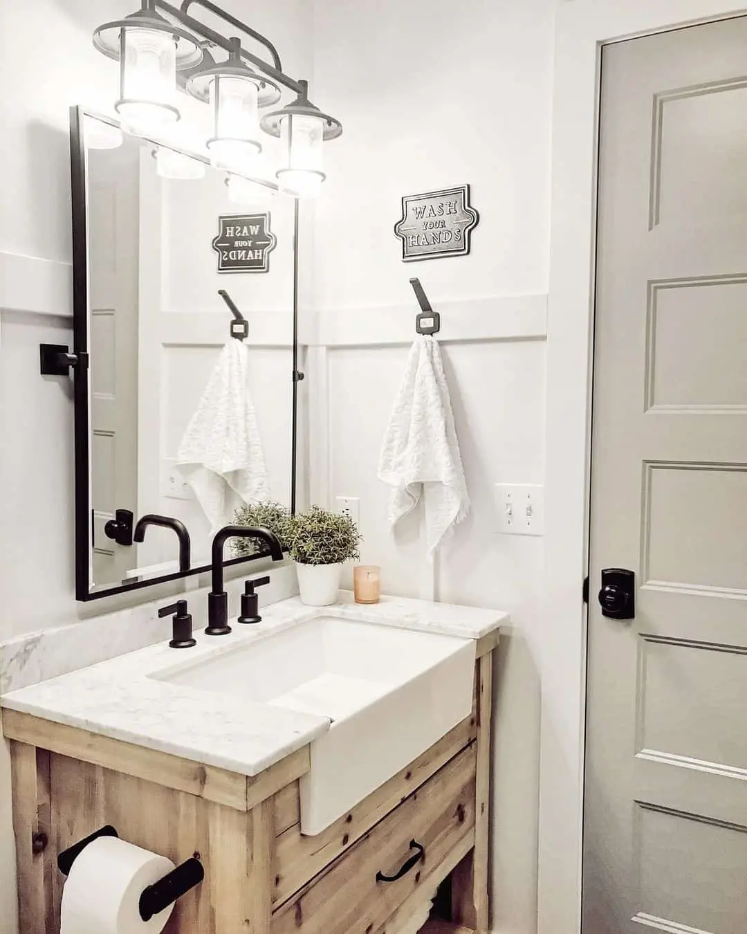Unfinished Wood Vanity with Marble Countertop