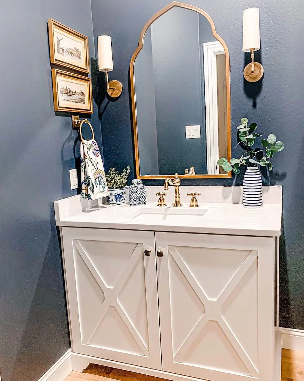 White Vanity with Decorative X-Panel Doors