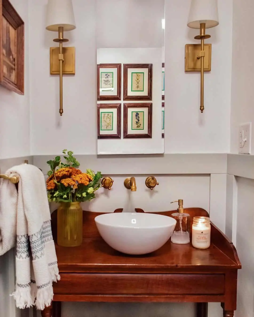 Botanical Prints Create a Gallery Wall Above the Sink