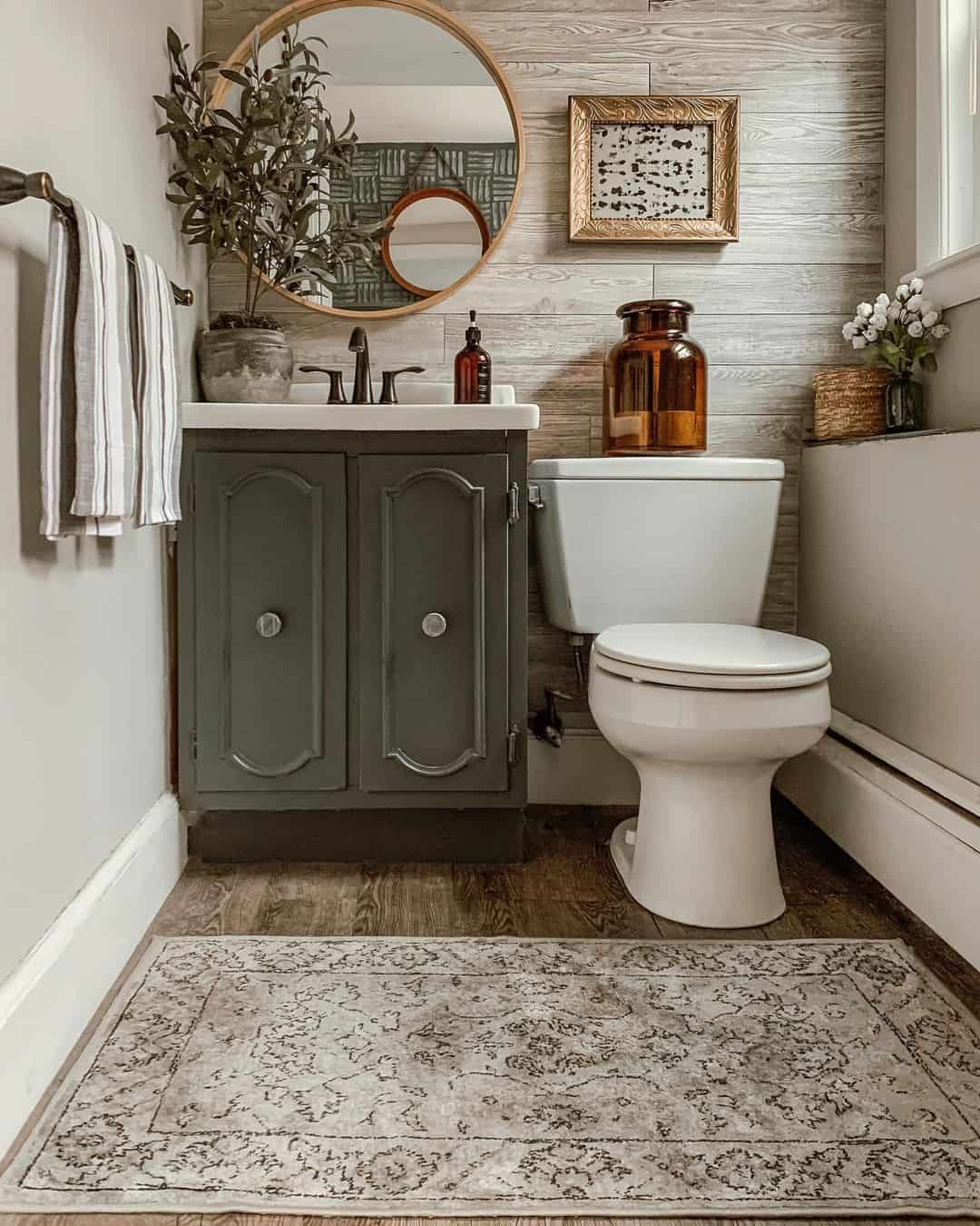 Dark Gray Vanity with Traditional Arch-Top Doors