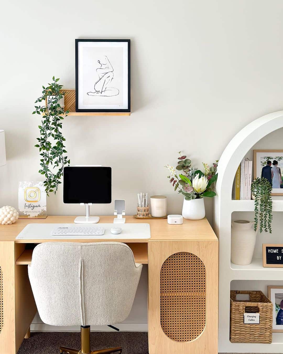 Rattan-Inlay Cabinet Doors Add Natural Texture to Your Desk