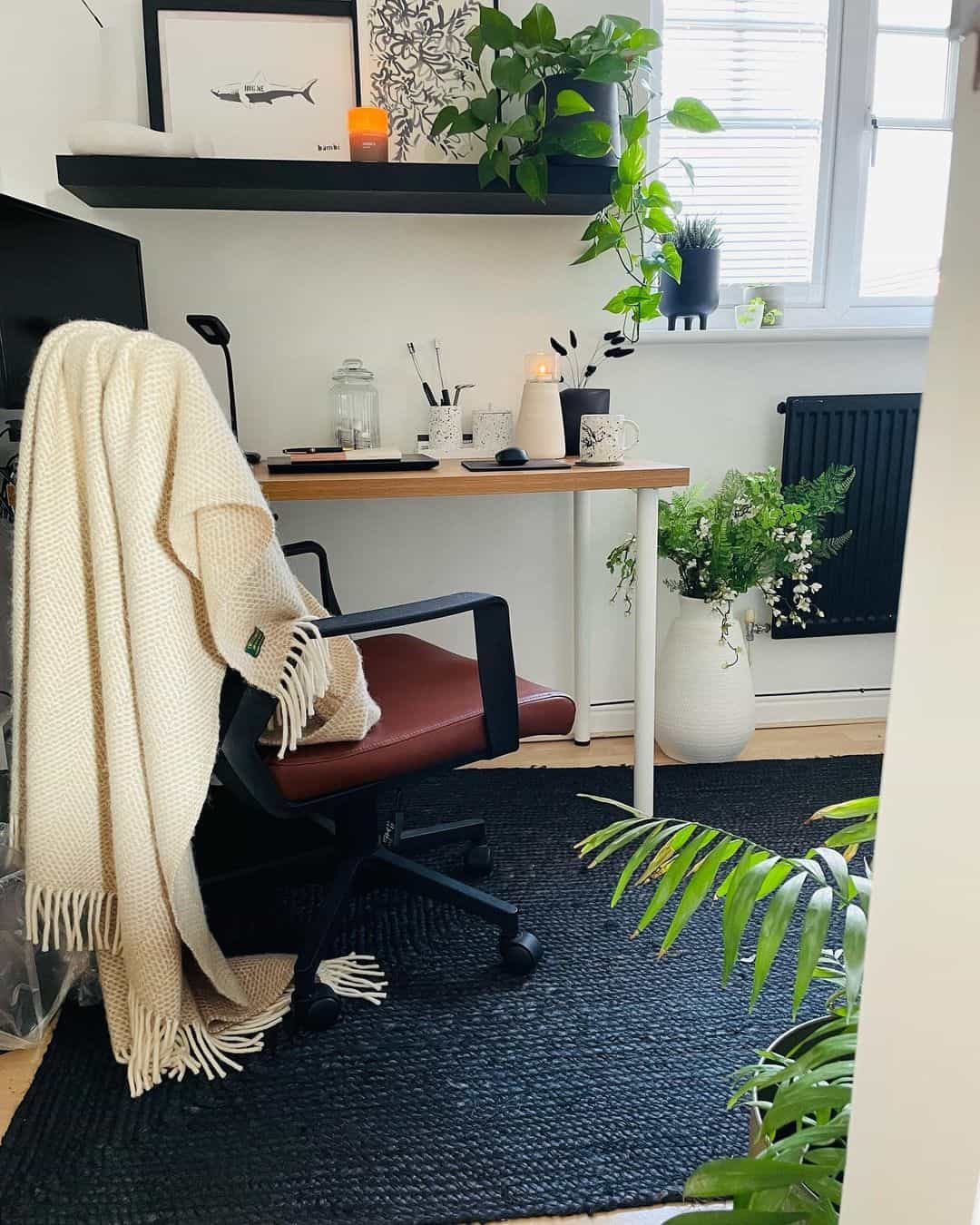 Black Jute Rug Defines Your Work Zone