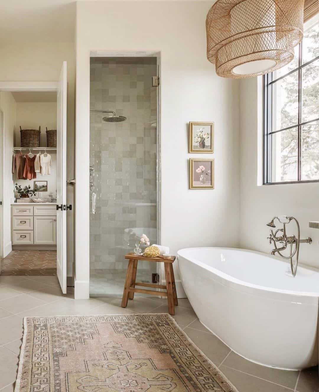 Square Gray Tiles Create a Subtle, Modern Shower Backdrop