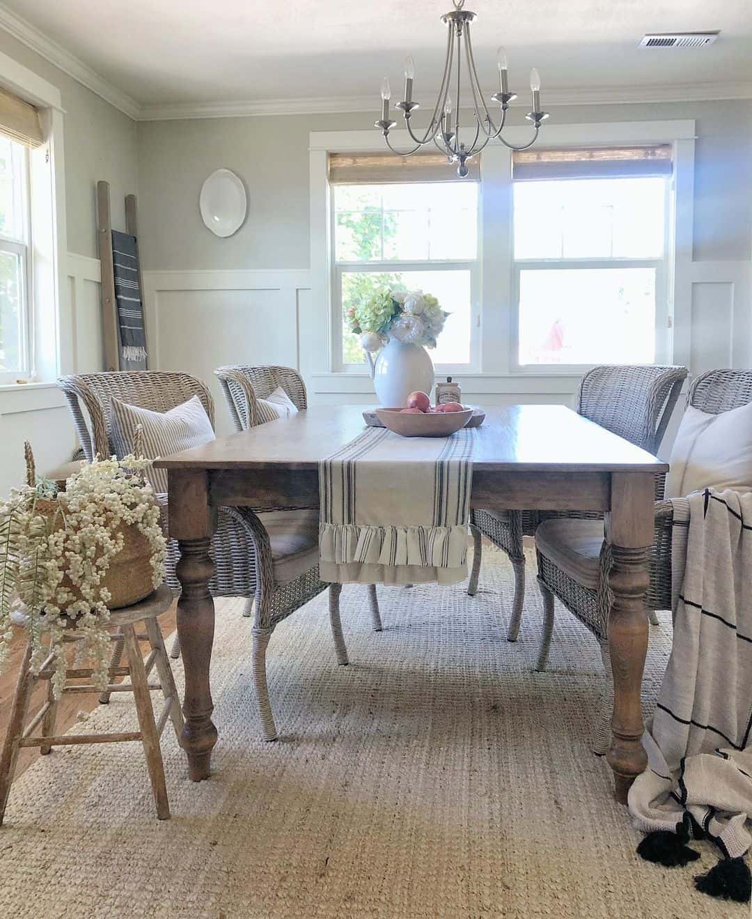 Ground Your Light Wood Table with a Jute Rug