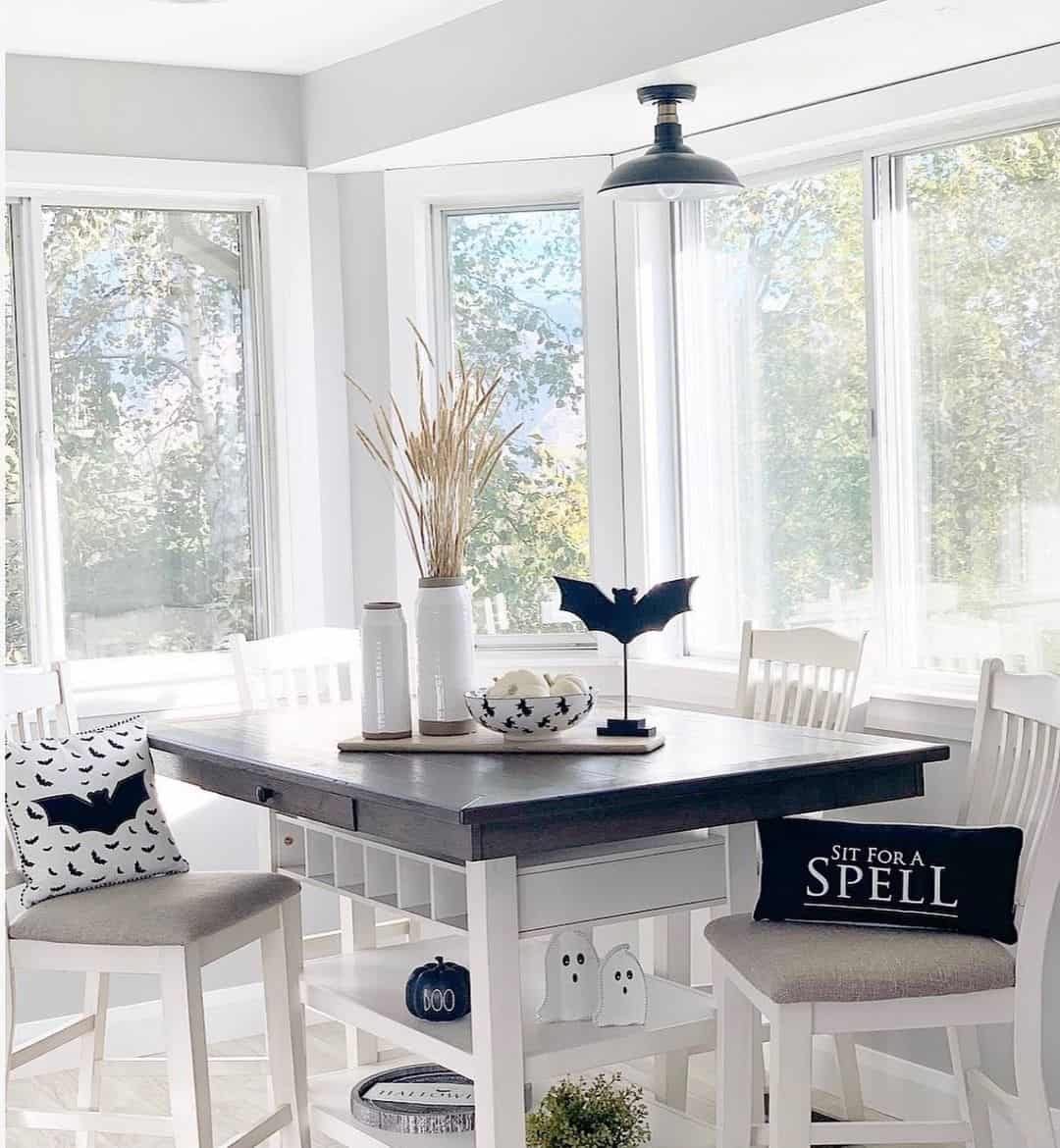 Seasonal Decor on a Table with Built-In Storage