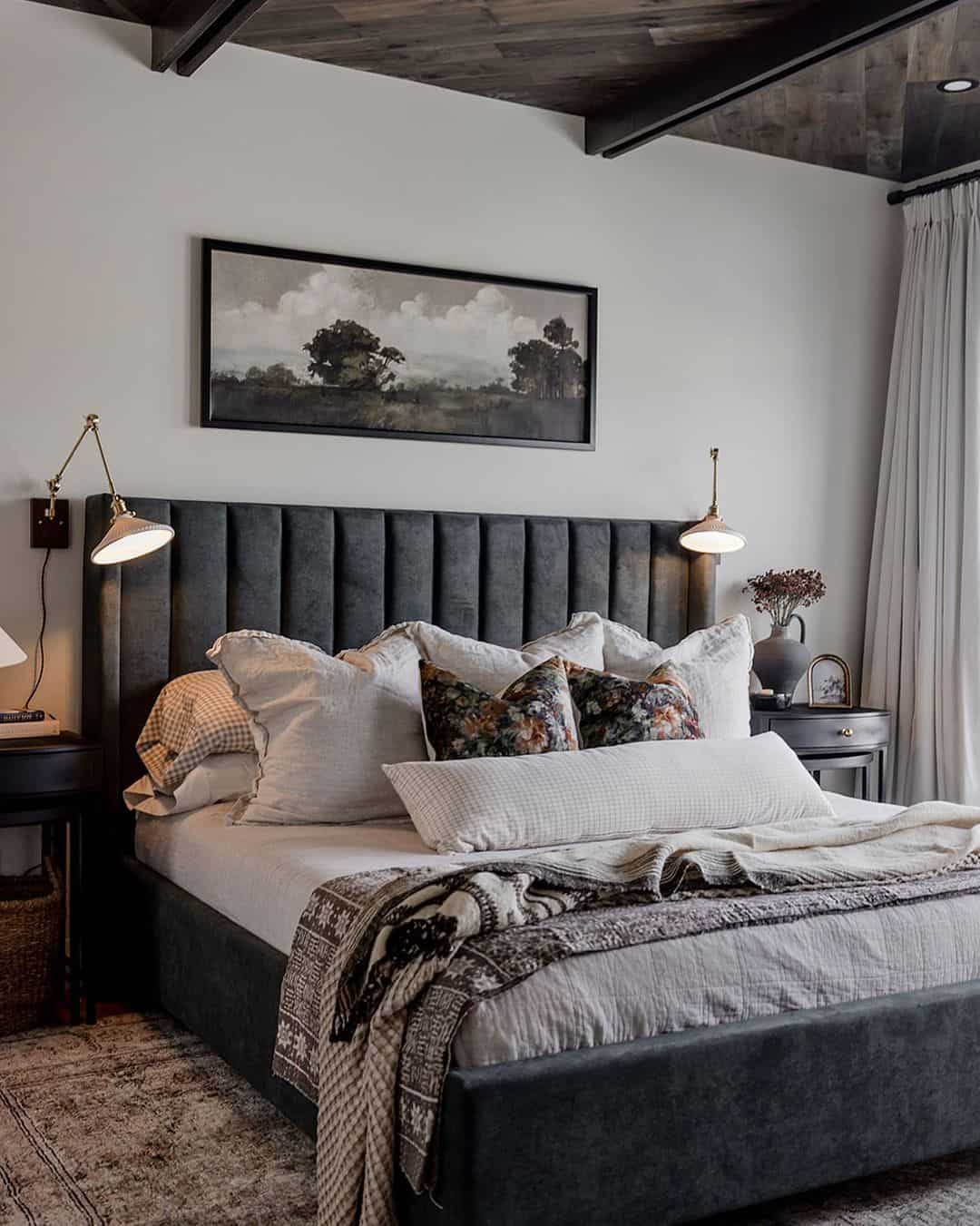 Vertical Channel Upholstery Creates a Tall, Slim Headboard