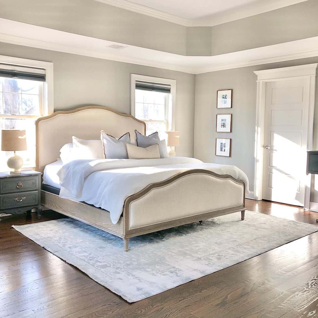 Curved Headboard With Wood Trim Detail