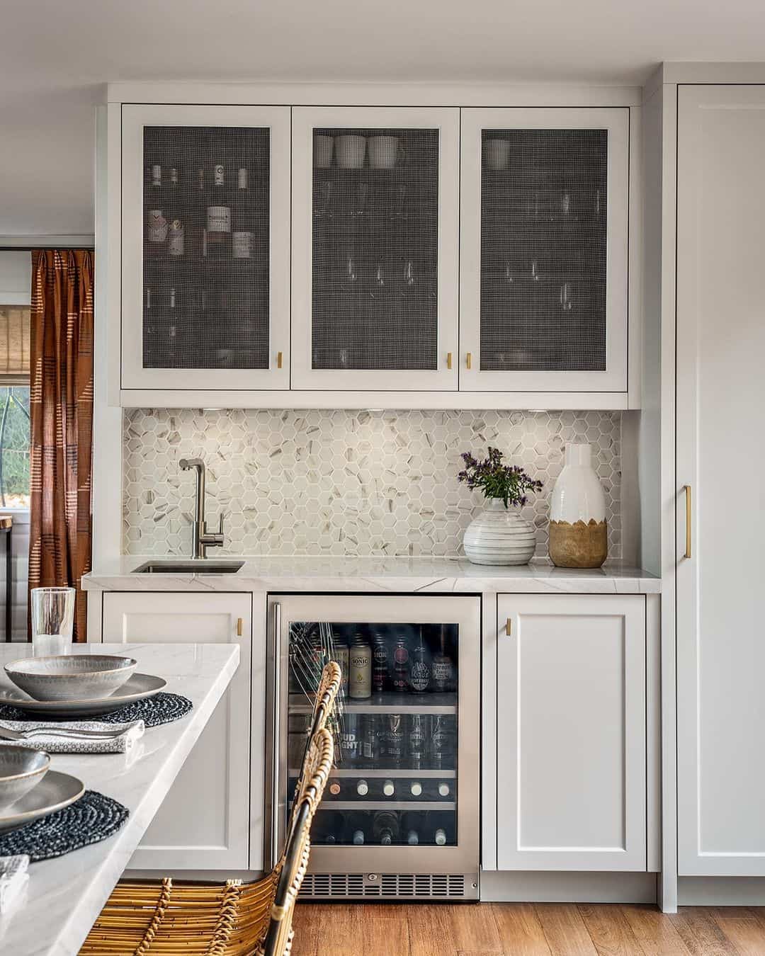 Conceal Clutter Discreetly with Mesh-Covered Glass Doors