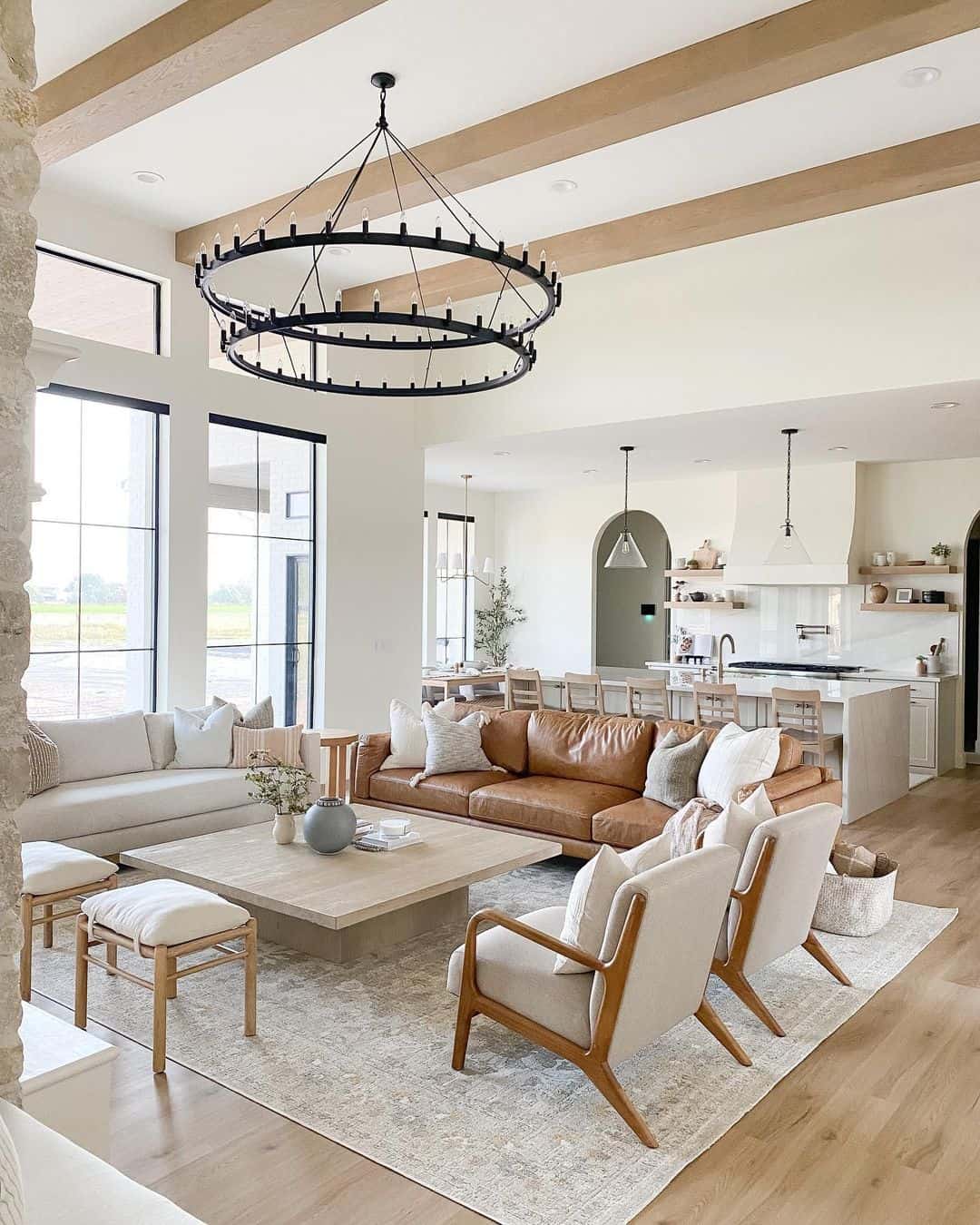 Ground Your Seating Area with a Light Wood Square Table