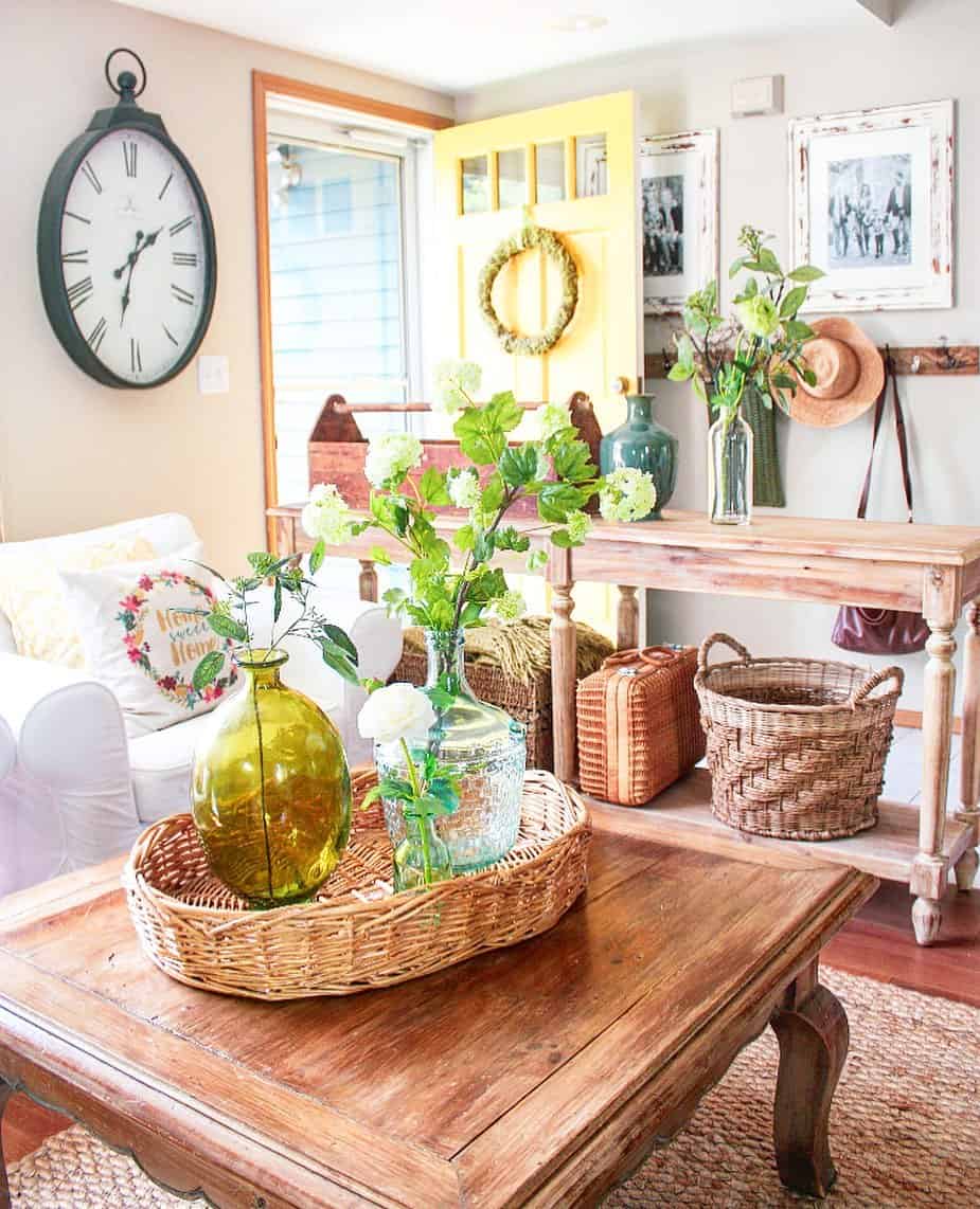 Corral Decor with a Woven Tray on Your Coffee Table