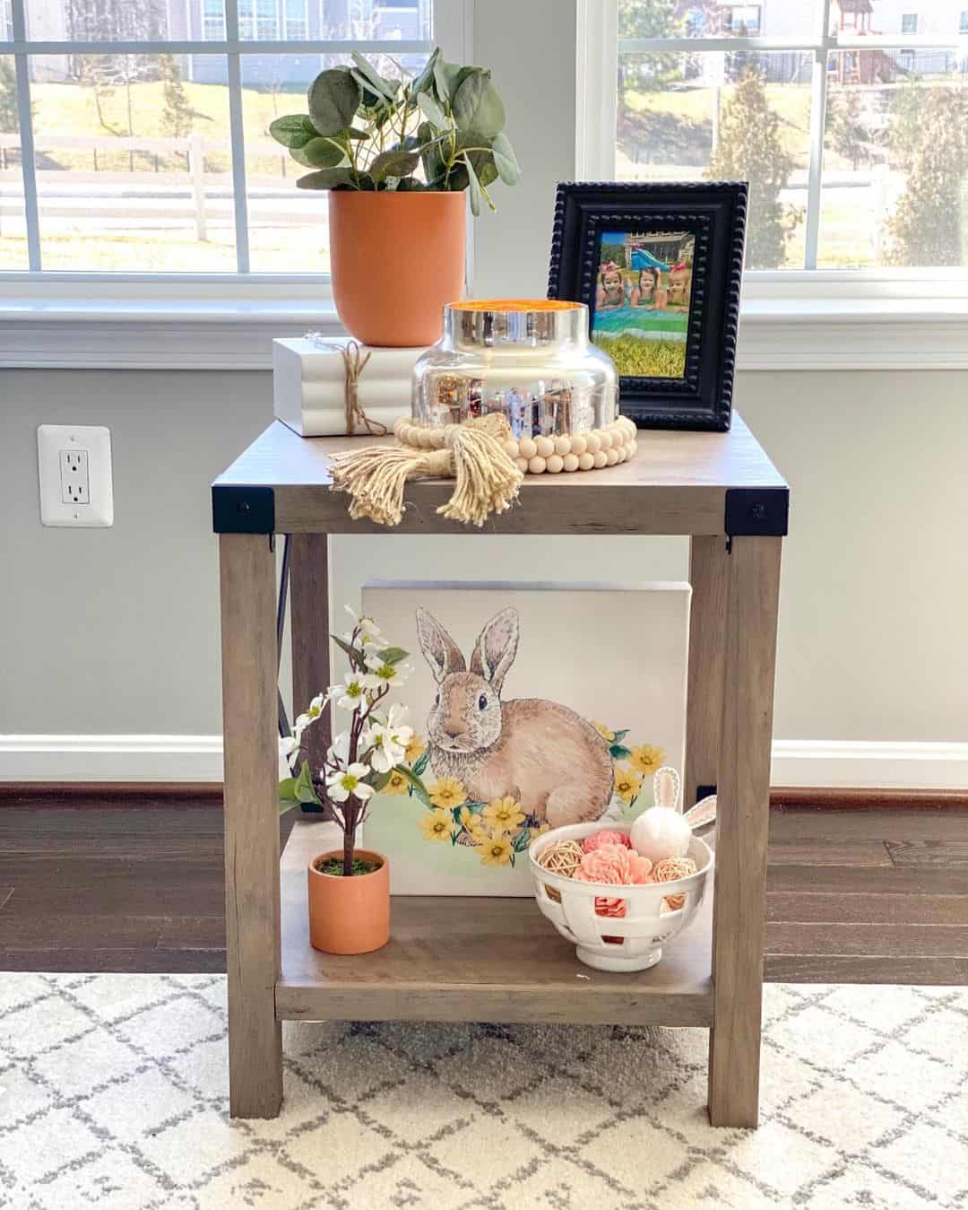 Easter Bunny Art and Floral Accents for a Playful Display