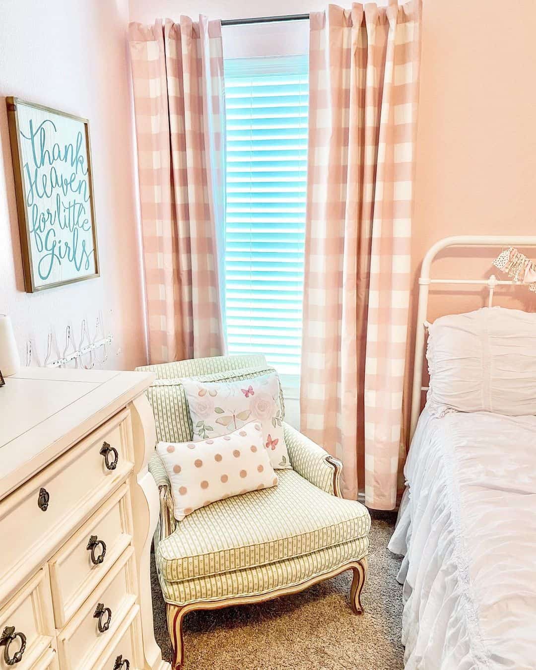 Soften the Space with Pink Gingham Curtains