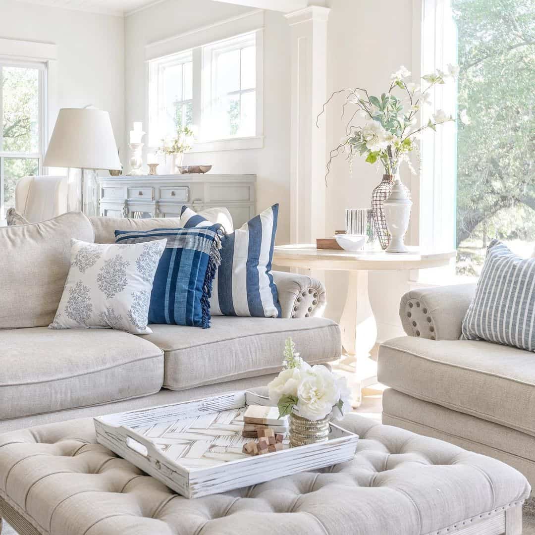 Style an Ottoman with a White Washed Tray